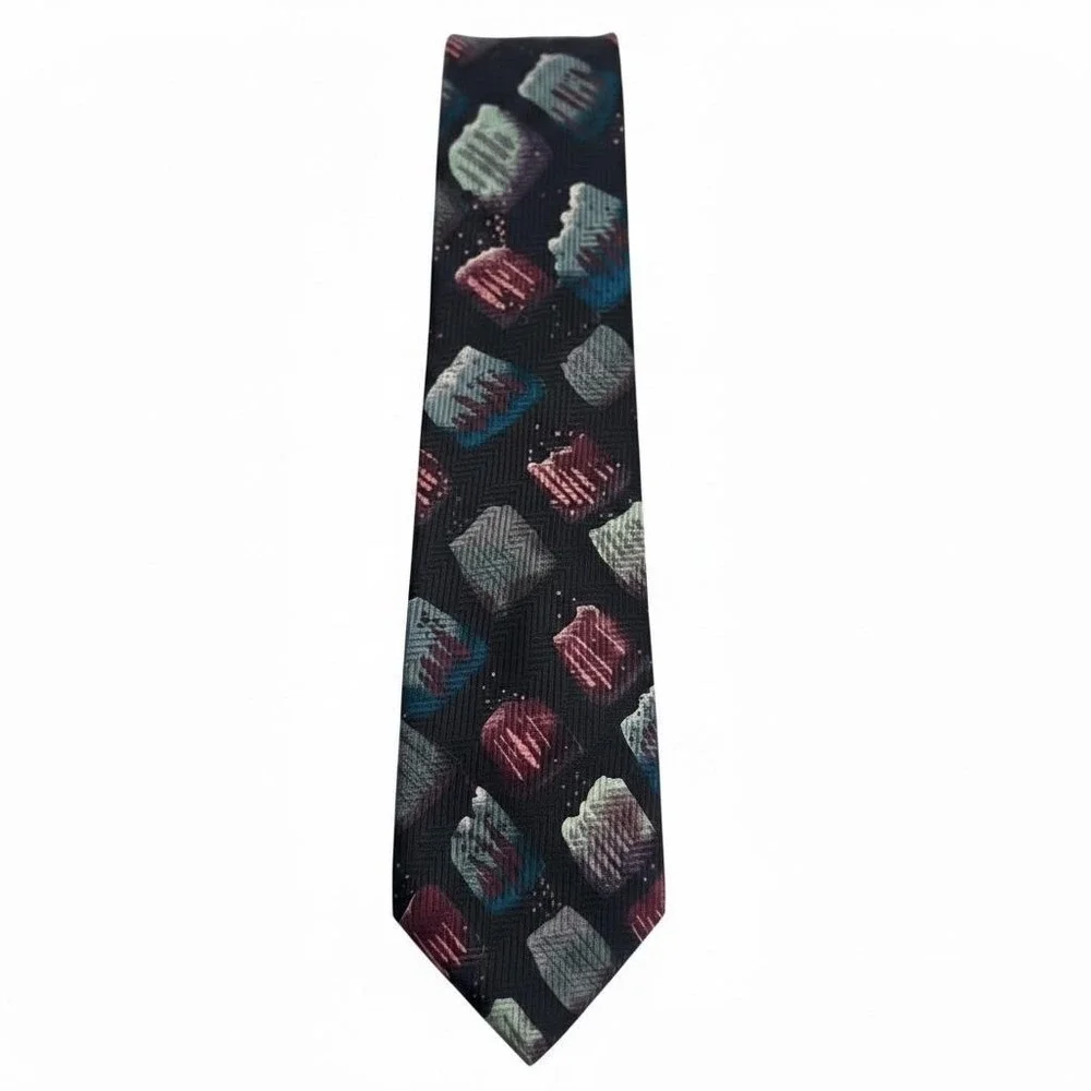 VTG Pcarlo Palazzi Paris Tie Geometric Pattern‎ Italian Silk Necktie Accessory